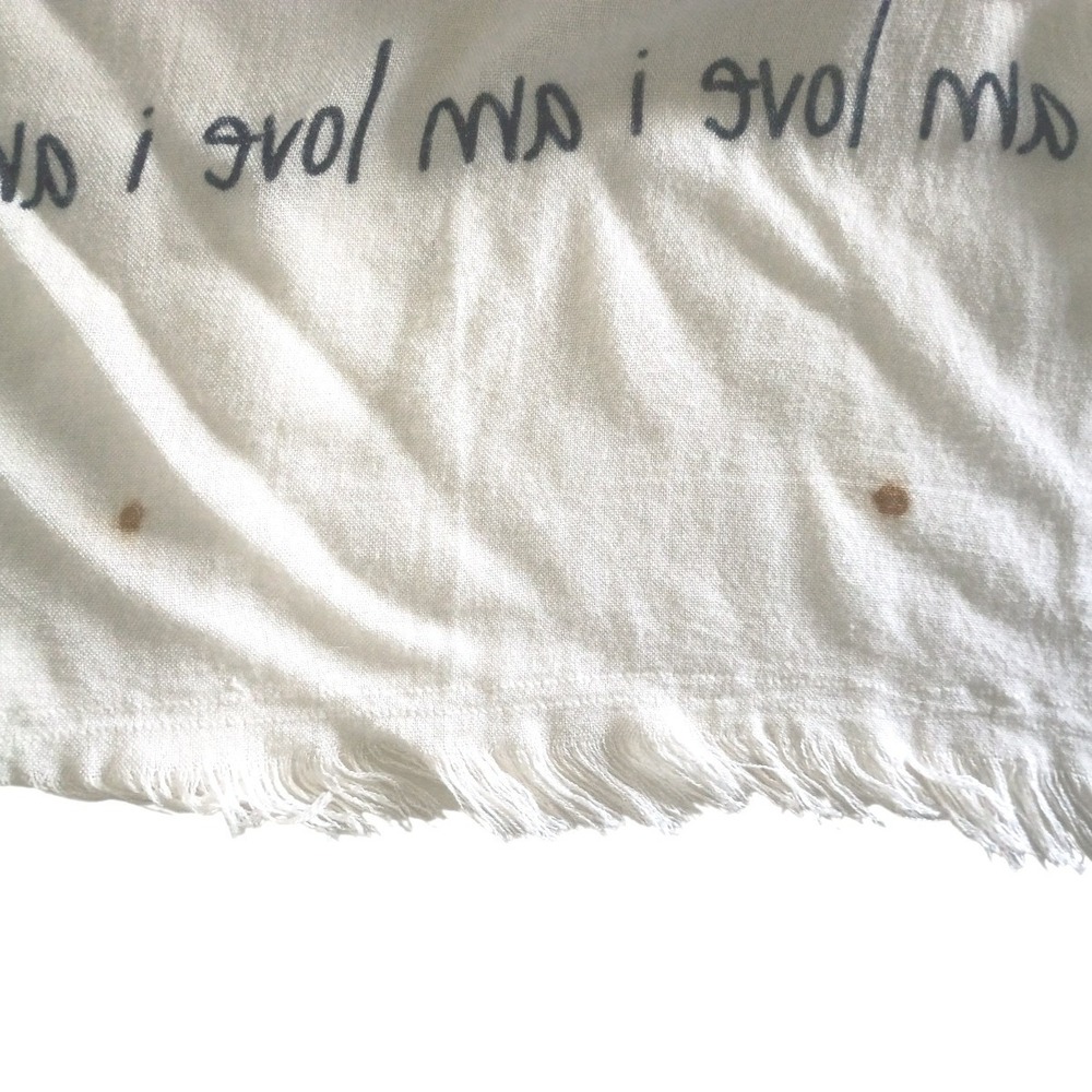 Peace Love World Alina Villasante White Viscose Peace Heart Graphic Scarf Wrap - Picture 9 of 9